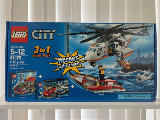 66475 City Bundle Pack, 3 in 1 Super Pack (Sets 60003, 60007, and 60013) - Heroes to the rescue